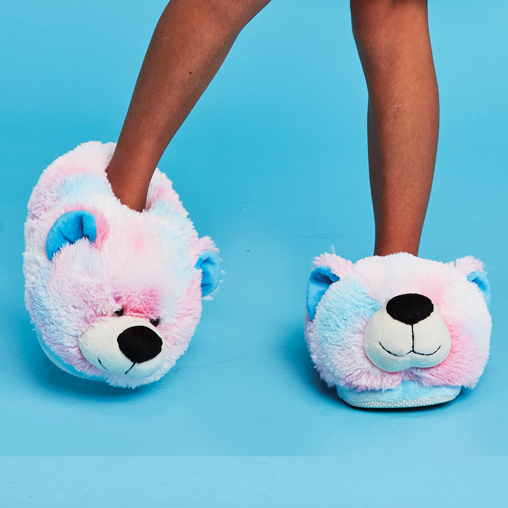 Pink and Blue Tie Dye Bear Slippers